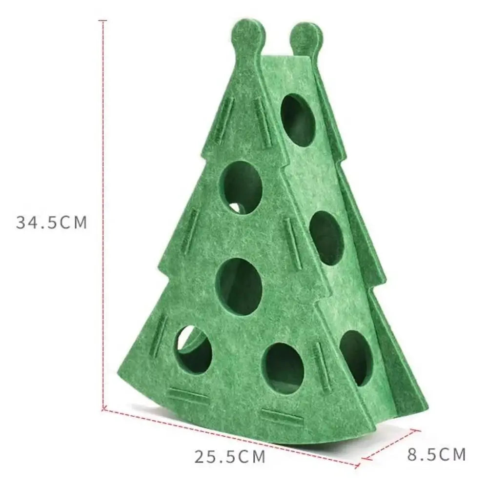 Creative Christmas Tree Shape Cat Scratching Posts with Ball Felt Cat Puzzle Box DIY Compact Size Pet Interactive Toy Kitten