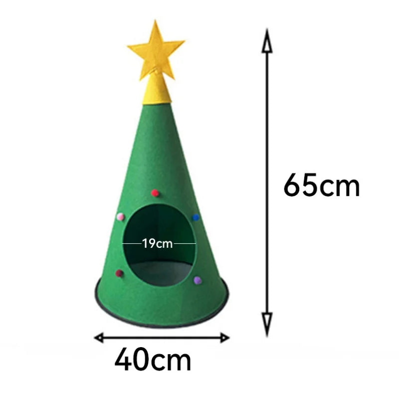 Felt Pet Nest Dog Tent Folding Christmas Cat Tree Hole Autumn And winter Warm Cat Nest Decoration Plush Ball Gift
