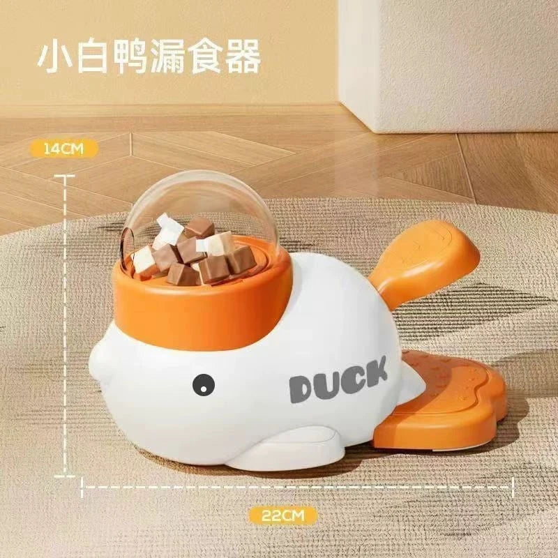 Yellow Duck-Shaped Interactive Cat Treat Dispenser Durable Plastic Training dogToy Puzzle Slow Feeder Dog Entertainment Toy