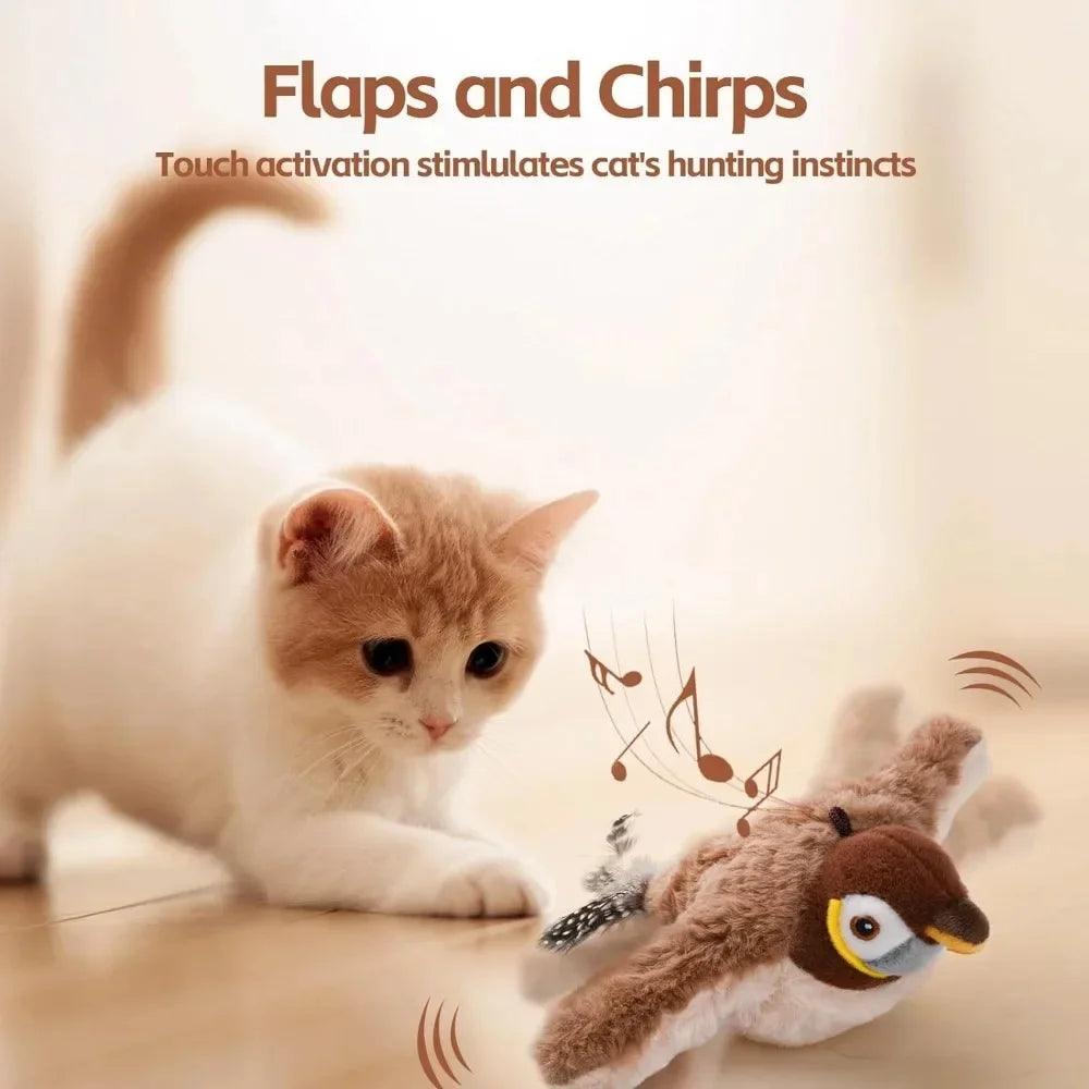 Remote Control Cat Toy Interactive Electric Fluttering Sparrow Realistic Bird Movements Engaging Pet Play Accessory