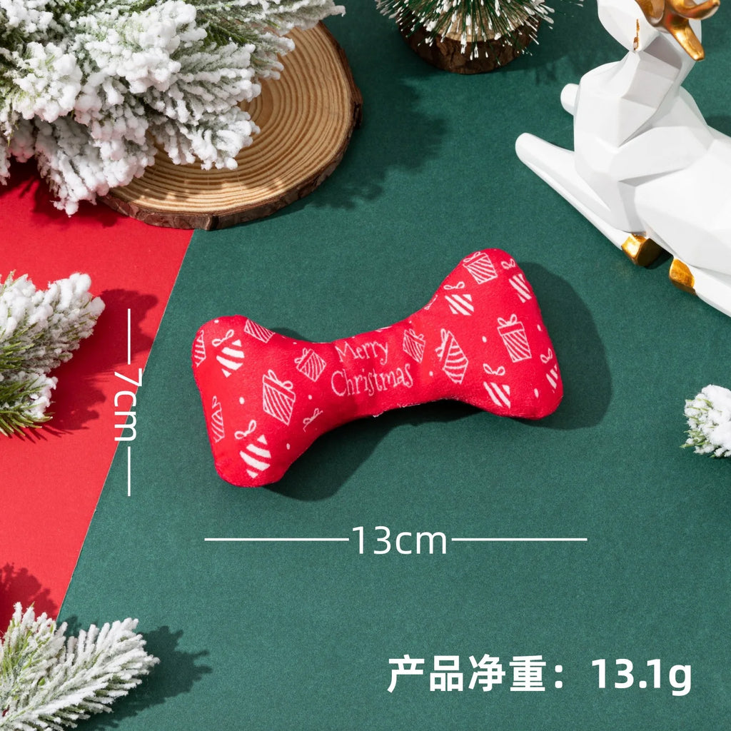 Christmas Dog Toy with BB Barking Sound Teeth Cleaning Christmas Pet Toy Puppy Accessories Interactive Toys for Small Dogs