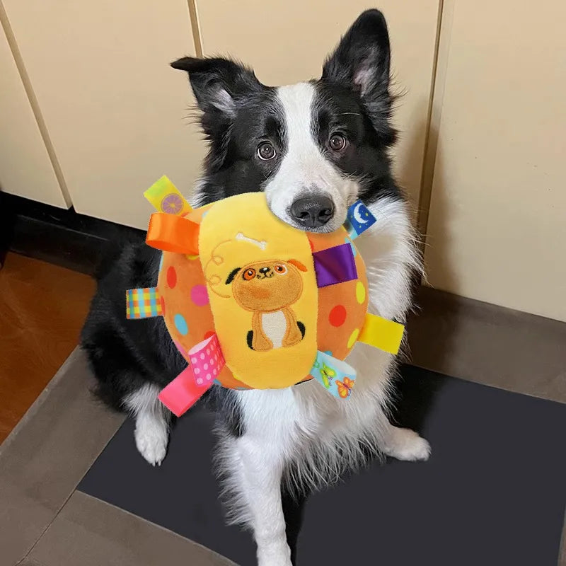 Plush Dog Vocal Toy Ball Funny Interactive Pet Toys with Bells Cleaning Tooth Chew Toy For Small Large Dogs Cats Puppy Products