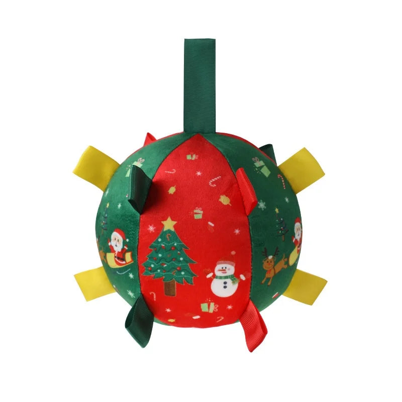 Christmas Themed Plush Dog Toy Ball Interactive Gnawing Pet Toy for Teeth Grinding Self-hi Stuffy Interactive Plushie for Puppie