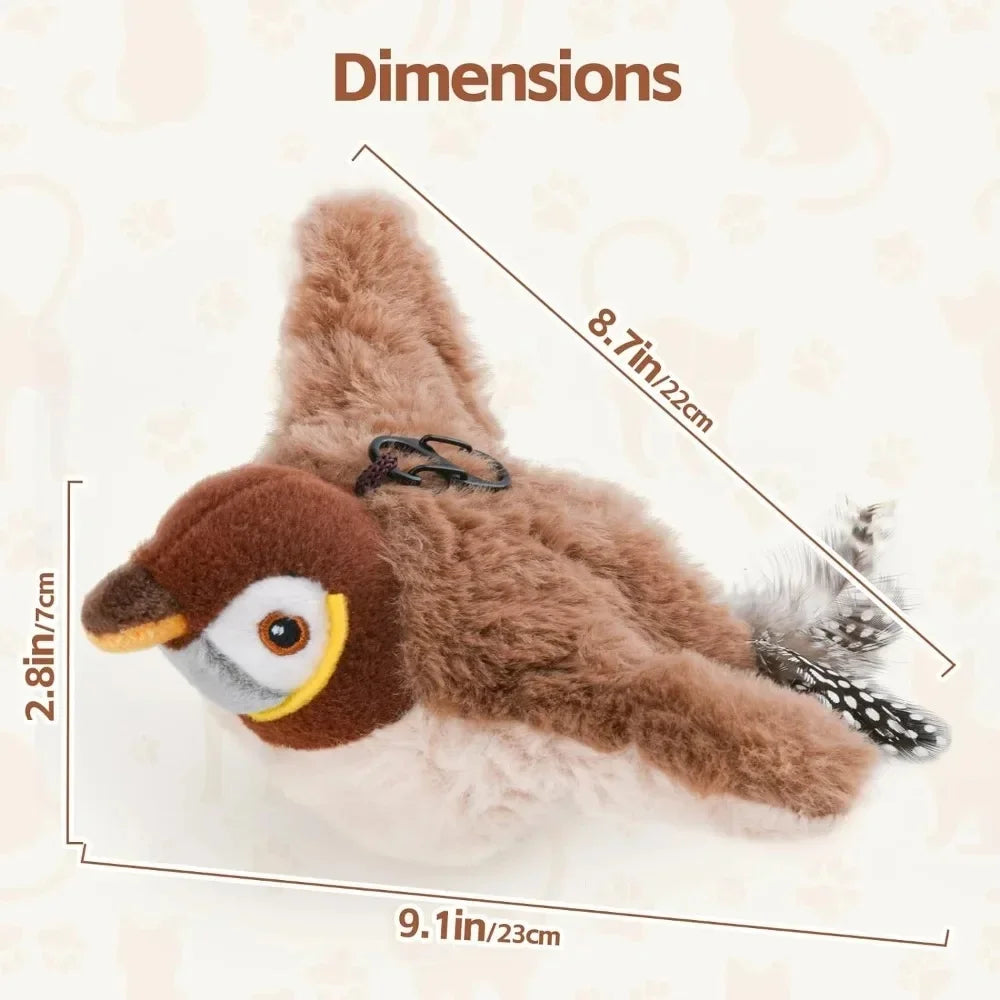 Remote Control Cat Toy Interactive Electric Fluttering Sparrow Realistic Bird Movements Engaging Pet Play Accessory
