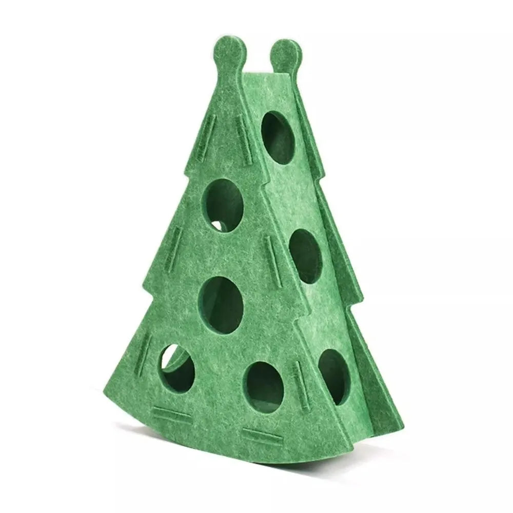 Creative Christmas Tree Shape Cat Scratching Posts with Ball Felt Cat Puzzle Box DIY Compact Size Pet Interactive Toy Kitten