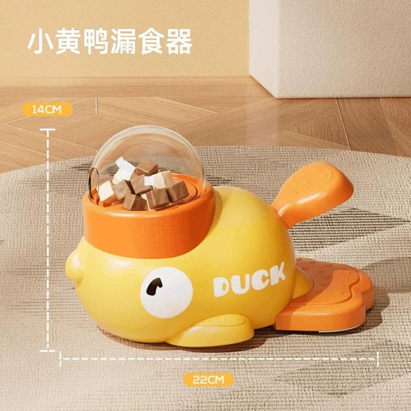 Yellow Duck-Shaped Interactive Cat Treat Dispenser Durable Plastic Training dogToy Puzzle Slow Feeder Dog Entertainment Toy