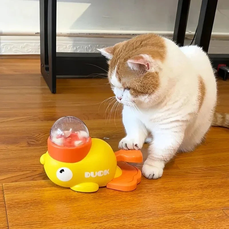 Yellow Duck-Shaped Interactive Cat Treat Dispenser Durable Plastic Training dogToy Puzzle Slow Feeder Dog Entertainment Toy